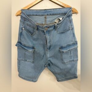 SHEIN Light Blue Bermuda Cargo Shorts for Women